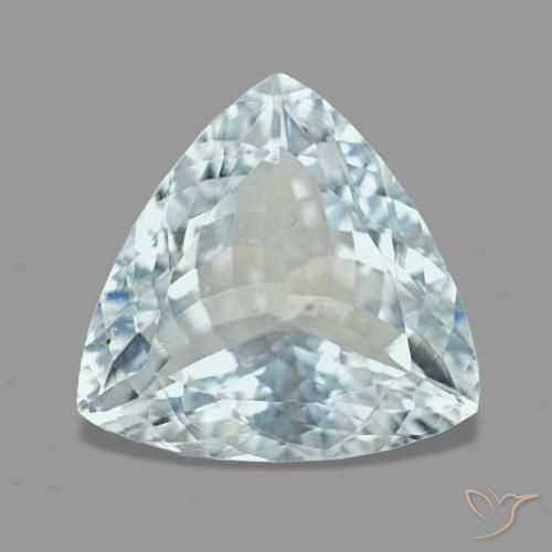 Aigue-marine bleue naturelle trillion, 3,21 ct, VS