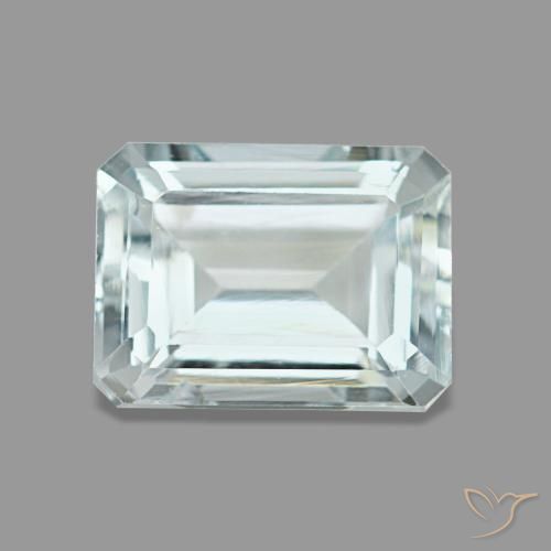 Aigue-marine bleue de 1,67 ct, taille émeraude, VS
