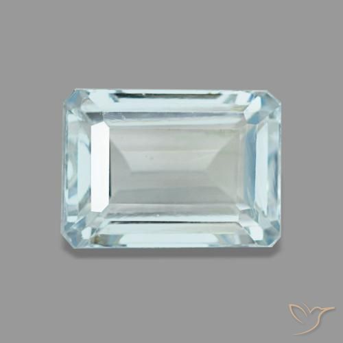 Aigue-marine bleue naturelle taille émeraude, 1,65 ct, VS