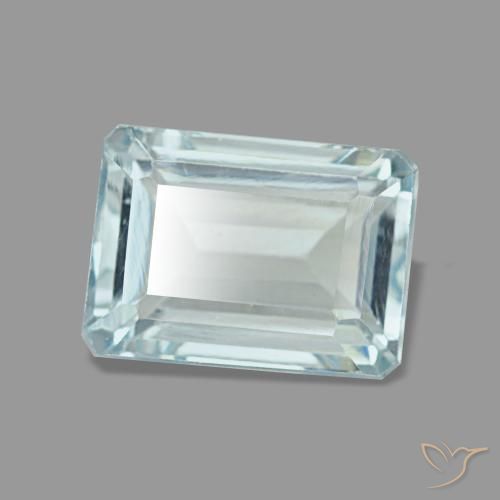 Aigue-marine bleue naturelle taille émeraude, 1,65 ct, VS