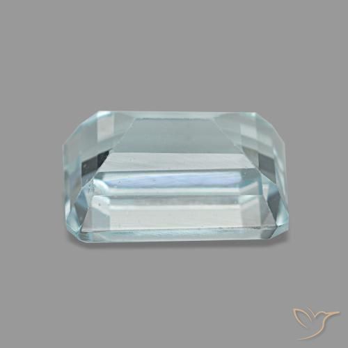 Aigue-marine bleue naturelle taille émeraude, 1,65 ct, VS