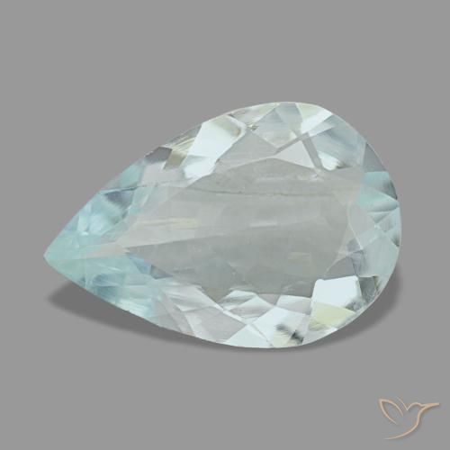 Aigue-marine bleue naturelle en forme de poire, 1,74 ct, VS
