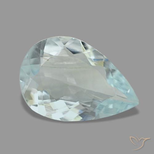 Aigue-marine bleue naturelle en forme de poire, 1,74 ct, VS