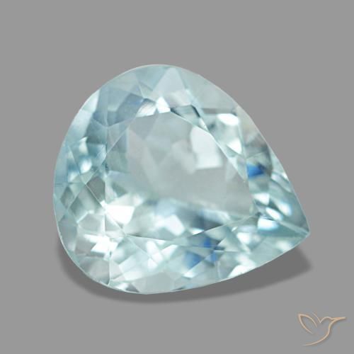 Aigue-marine bleue naturelle en forme de poire, 1,92 ct, VS