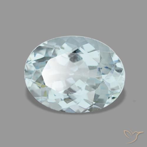 Aigue-marine bleue naturelle coupe ovale, 1,36 ct, VS