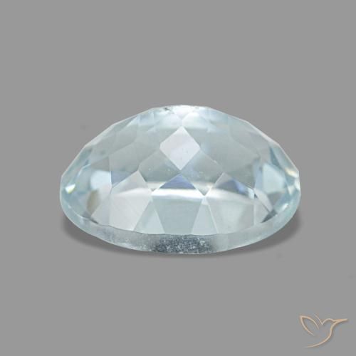 Aigue-marine bleue naturelle coupe ovale, 1,36 ct, VS