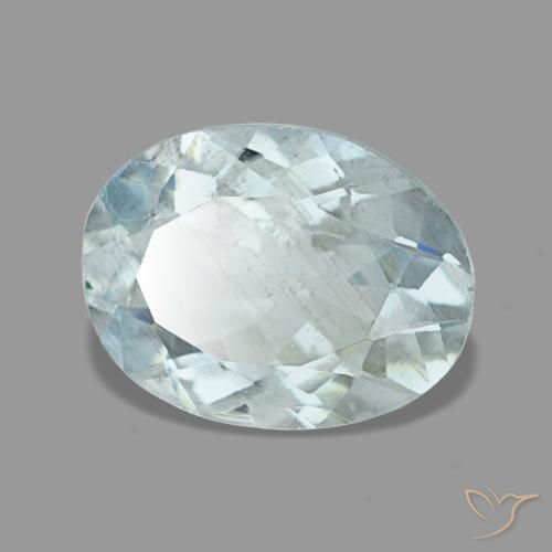 Aigue-marine bleue naturelle coupe ovale, 1,20 ct, VS-SI
