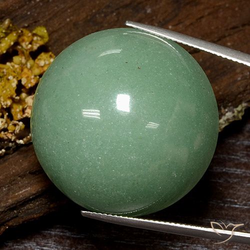 Aventurine Vert mousse pâle naturelle Coupe roude, 80.17 ct, Opaque