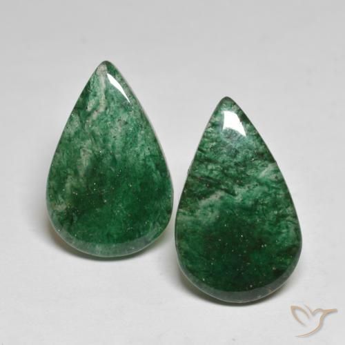 12.89ctw Naturel Vert foncé Aventurine, En forme de poire, Translucide