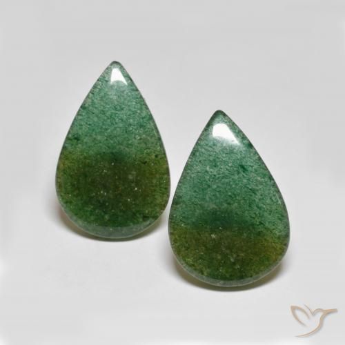 16.26ctw Naturel Vert foncé Aventurine, En forme de poire, Translucide