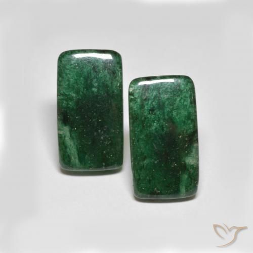 Aventurine verte de 16,76 ct, coupe baguette de 17,9 x 9,8 mm du Brésil, Photo A