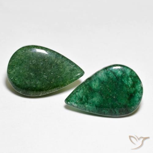 12.15ctw Naturel Vert foncé Aventurine, En forme de poire, Translucide