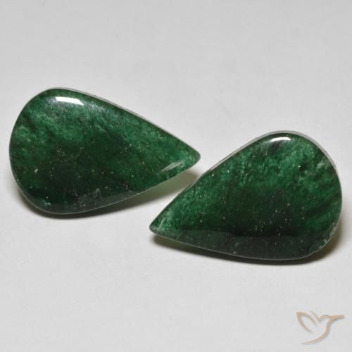 17.37ctw Naturel Forêt verte Aventurine, En forme de poire, Translucide