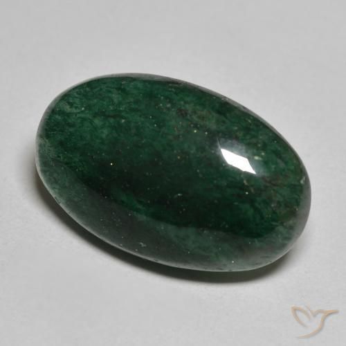 Aventurine vert foncé naturelle coupe ovale, 15,61 ct, translucide