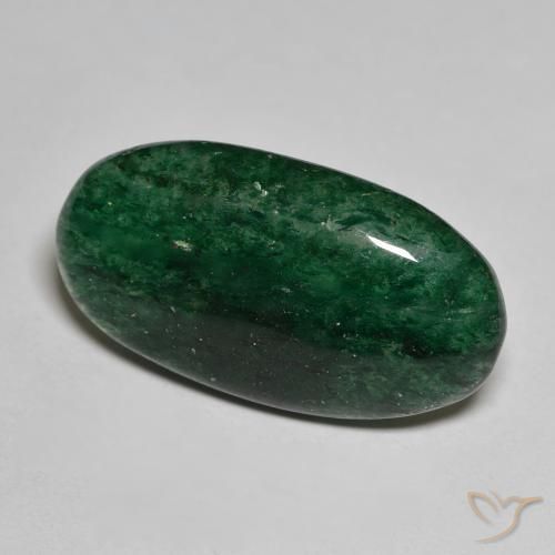 Aventurine Vert forêt frais naturelle ovale, 13.61 ct, Translucide