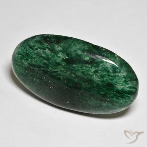 Aventurine vert naturelle coupe ovale, 26,71 ct, translucide