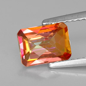 Topaze azotic multicolore naturelle taille émeraude, 1,63 ct, VVS