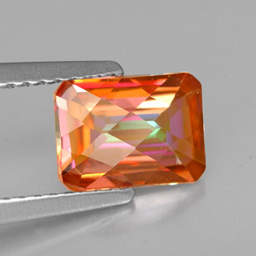 Topaze azotic multicolore naturelle taille émeraude, 1,63 ct, VVS