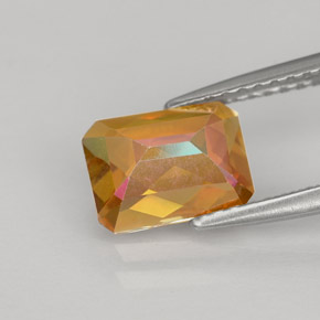 Topaze azotic multicolore naturelle taille émeraude, 1,86 ct, VVS-VS