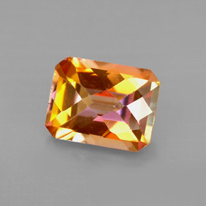 Topaze azotic multicolore naturelle taille émeraude, 2,66 ct, VVS-VS