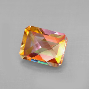 Topaze azotic multicolore naturelle taille émeraude, 2,80 ct, VVS-VS