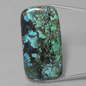 Azurite bleu multicolore naturelle coupe coussin, 76,94 ct, opaque