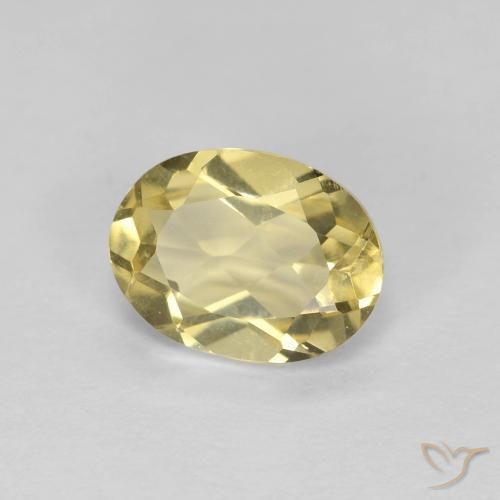 Béryl Jaune moutarde naturelle ovale, 1.12 ct, VVS-VS