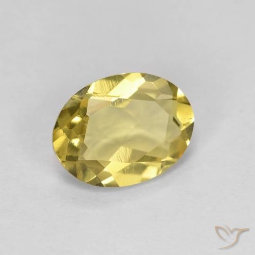 Béryl Jaune Dijon naturelle ovale, 1.19 ct, VVS-VS