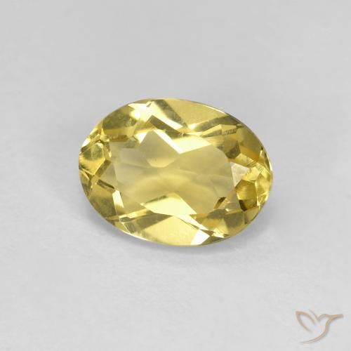 Béryl Jaune moutarde naturelle ovale, 1.23 ct, VVS-VS
