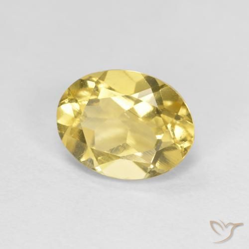 Béryl Jaune Toscane naturelle ovale, 1.29 ct, VVS-VS