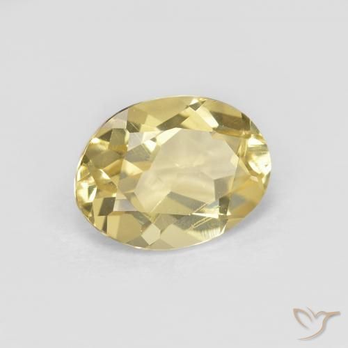 Béryl Jaune Dijon naturelle ovale, 1.31 ct, VVS-VS