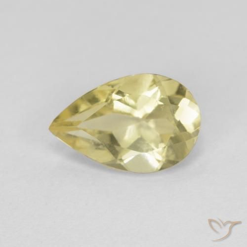 Béryl Jaune moyen-léger naturelle En forme de poire, 0.84 ct, VS