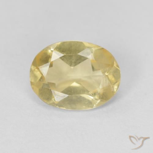 Béryl Jaune Dijon très clair naturelle ovale, 1.10 ct, VVS-VS
