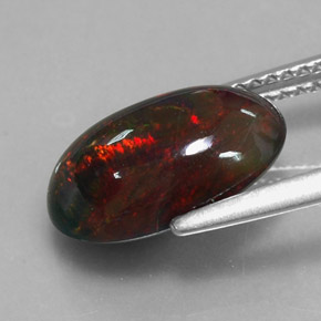 Opale noire multicolore naturelle coupe ovale, 2,60 ct, opaque