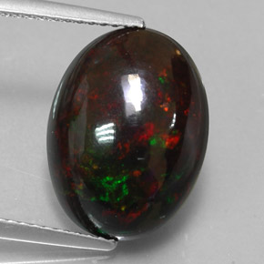 Opale noire multicolore naturelle coupe ovale, 4,47 ct, opaque