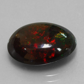 Opale noire multicolore naturelle coupe ovale, 4,47 ct, opaque