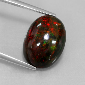Opale noire multicolore naturelle coupe ovale, 4,33 ct, opaque