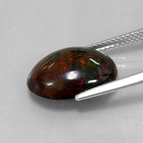 Opale noire multicolore naturelle coupe ovale, 4,33 ct, opaque