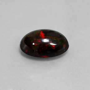 Opale noire multicolore naturelle coupe ovale, 5,05 ct, opaque