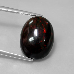 Opale noire multicolore naturelle coupe ovale, 8,82 ct, opaque
