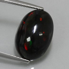 Opale noire multicolore naturelle coupe ovale, 4,34 ct, opaque
