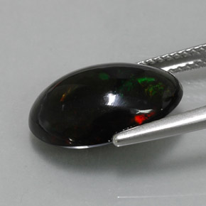 Opale noire multicolore naturelle coupe ovale, 4,34 ct, opaque