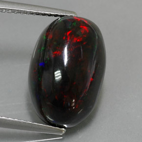 Opale noire multicolore naturelle coupe ovale, 5,81 ct, opaque