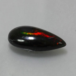 Opale noire multicolore naturelle en forme de poire, 2,19 ct, opaque