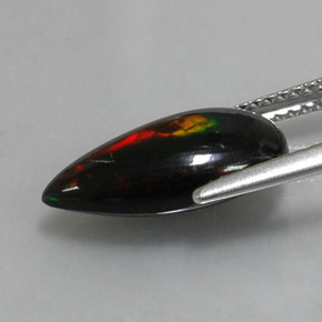 Opale noire multicolore naturelle en forme de poire, 2,19 ct, opaque