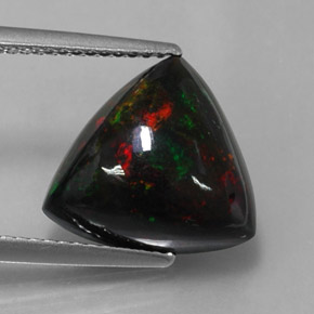 Opale noire multicolore naturelle trillion, 3,55 ct, opaque