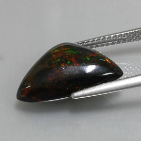 Opale noire multicolore naturelle trillion, 3,94 ct, opaque