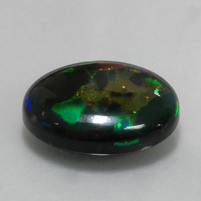 Opale noire multicolore naturelle coupe ovale, 6,36 ct, opaque