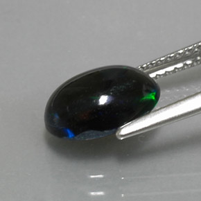 Opale noire multicolore naturelle coupe ovale, 1,62 ct, opaque