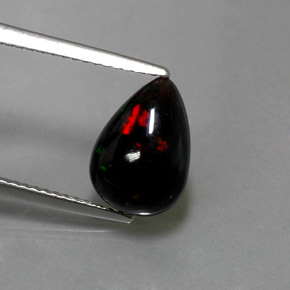 Opale noire multicolore naturelle en forme de poire, 1,72 ct, opaque